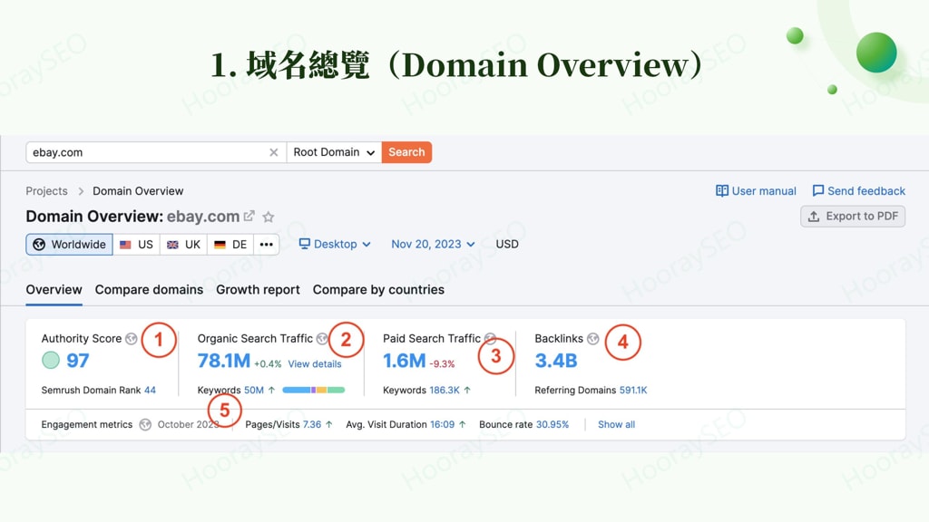 SEMrush Interface Domain Overview